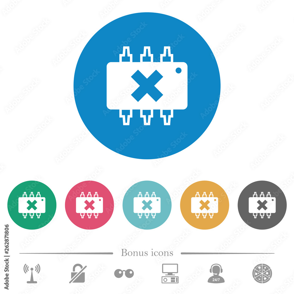 Hardware failure flat round icons Hardware failure flat round icons