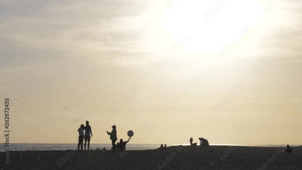 Friends on a California Beach with Beach Ball