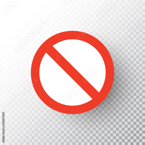 Stop sign isolated on transparent background. Red road no sign. Traffic regulatory warning stop symbol. Notify drivers template. Vector illustration