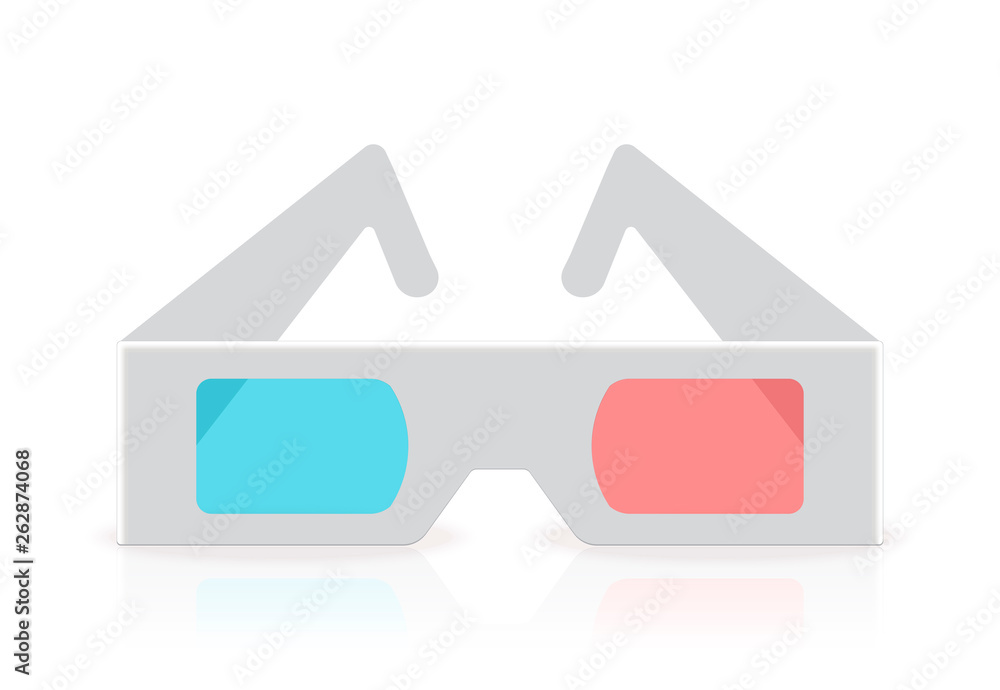 Stereoscopic anaglyph disposable paper 3D glasses. Vector illustration in realistic style. Stereoscopic anaglyph disposable paper 3D glasses. Vector illustration in realistic style.