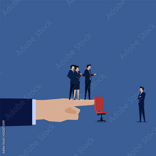 Business team offering a chair position to businessman.