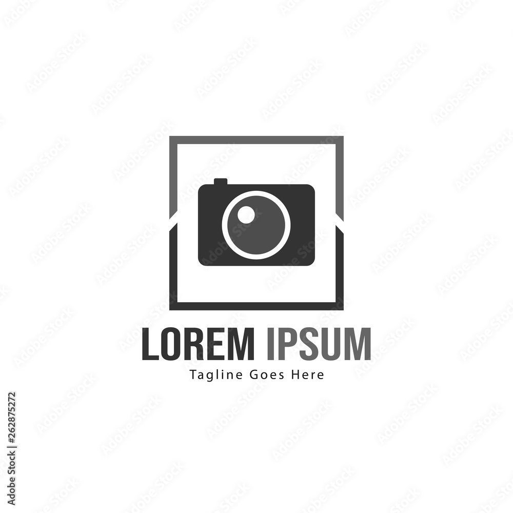 Photography logo template design. Photography logo with modern frame isolated on white background