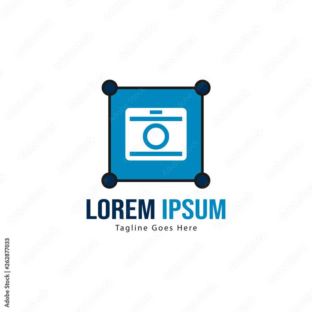 Photography logo template design. Photography logo with modern frame isolated on white background