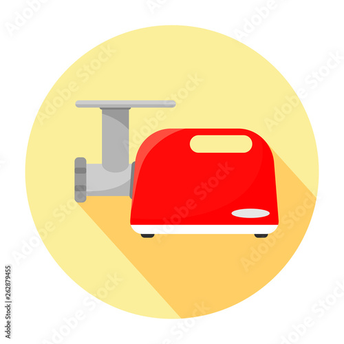 Electric meat grinder in the style of flat. Vector illustration on white background.