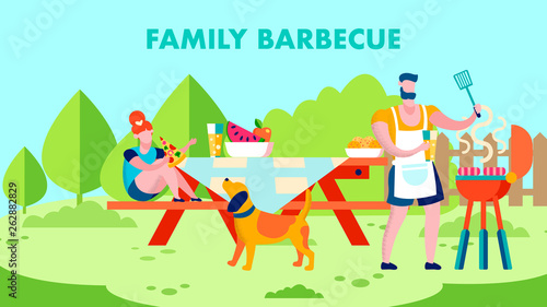 Fresh Air Family Barbecue Flat Banner Template