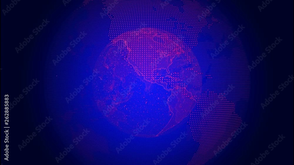 Digital blue planet Earth. Loopable 3D animation with rotating neon globe with shining continents. Abstract global business concept. Digital blue planet Earth. Loopable 3D animation with rotating neon globe with shining continents. Abstract global business concept.