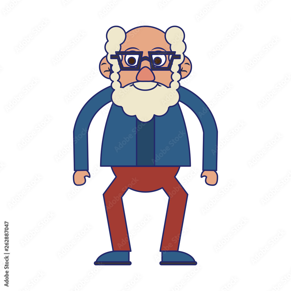 Elderly man grandfather isolated isolated blue lines Elderly man grandfather isolated isolated blue lines