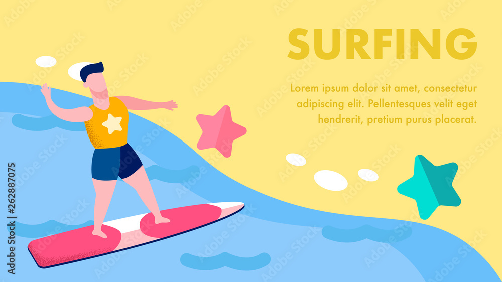 Extreme Water Sports Flat Vector Banner Template
