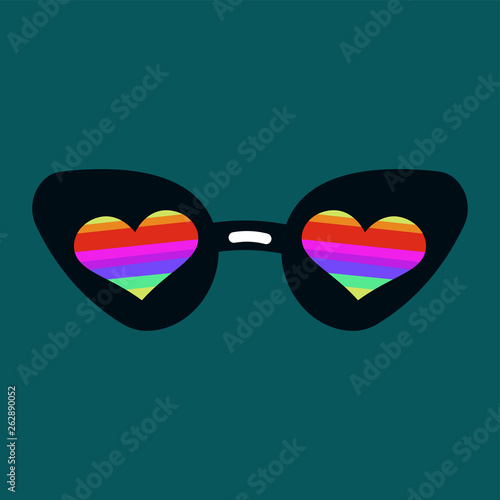 Women s sunglasses with multi-colored hearts