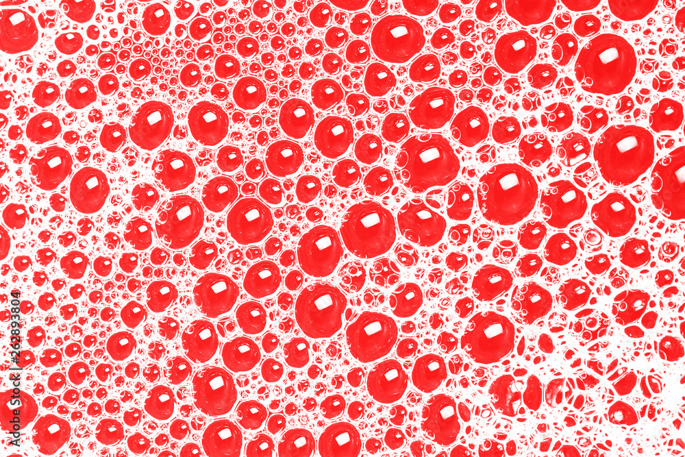Red foam bubble texture. Abstract water washing suds pattern background. Red foam bubble texture. Abstract water washing suds pattern background.