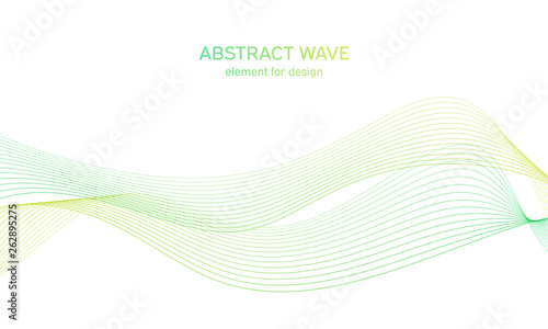 Abstract colorfull wave element for design. Digital frequency track equalizer. Stylized line art background.Vector illustration.Wave with lines created using blend tool.Curved wavy line, smooth stripe