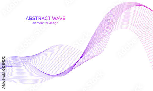 Abstract colorfull wave element for design. Digital frequency track equalizer. Stylized line art background.Vector illustration.Wave with lines created using blend tool.Curved wavy line, smooth stripe
