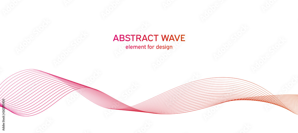 Fototapeta premium Abstract colorfull wave element for design. Digital frequency track equalizer. Stylized line art background.Vector illustration.Wave with lines created using blend tool.Curved wavy line, smooth stripe
