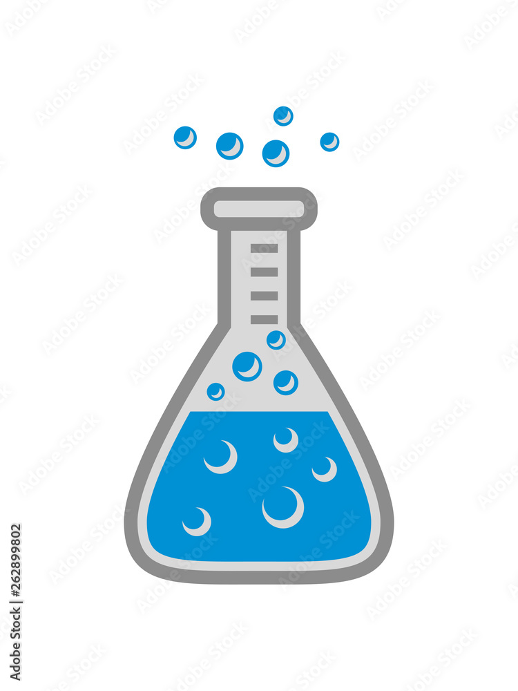 bläschen volles reagenzglas blaue flüssigkeit reagenzgläschen labor glas  flasche messen wissenschaft forscher forschen chemie alchemie testen  behälter glas wissen lehre lernen clipart Stock Illustration | Adobe Stock