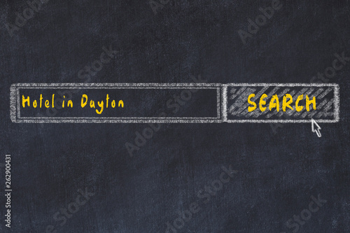 Chalk sketch of search engine. Concept of searching and booking a hotel in Dayton photo