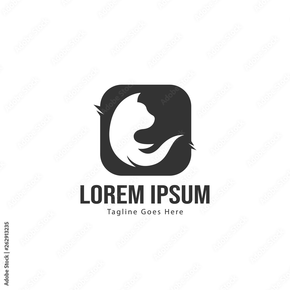 Cat logo template design. Cat logo with modern frame isolated on white background Cat logo template design. Cat logo with modern frame isolated on white background