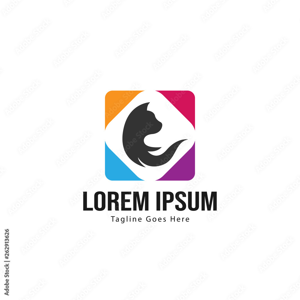 Cat logo template design. Cat logo with modern frame isolated on white background Cat logo template design. Cat logo with modern frame isolated on white background