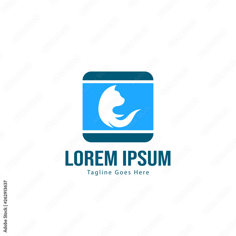 Cat logo template design. Cat logo with modern frame isolated on white background Cat logo template design. Cat logo with modern frame isolated on white background