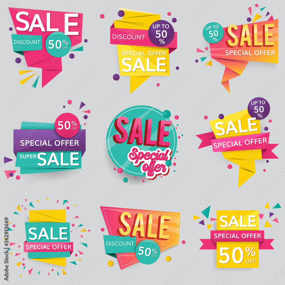 Colorful sale signs