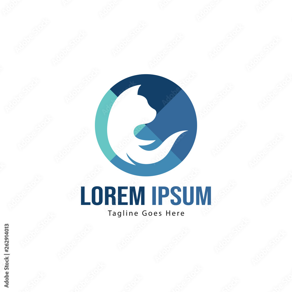 Cat logo template design. Cat logo with modern frame isolated on white background Cat logo template design. Cat logo with modern frame isolated on white background