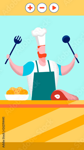 Internet Food Blog, Vlog Flat Vector Illustration