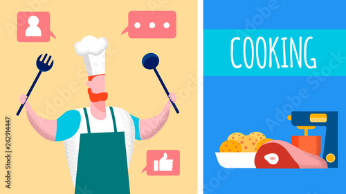 Cooking Internet Blog, Vlog Vector Illustration