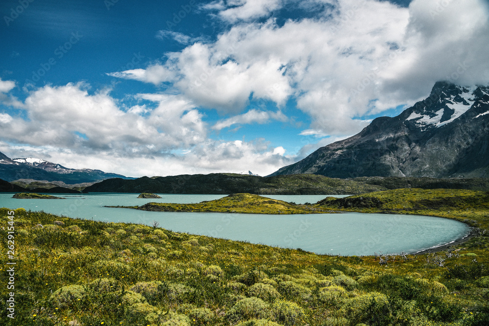 Lago Pehoe in Torres Del Paine National Park in the Patagonia Region of Southern Chile 