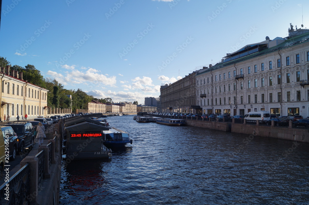 Obraz premium canal Moika, boat, Saint-Petersburg, Russia