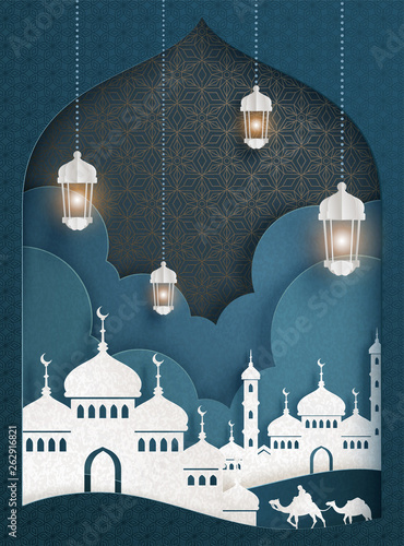 Obraz na plátně White mosque and lanterns