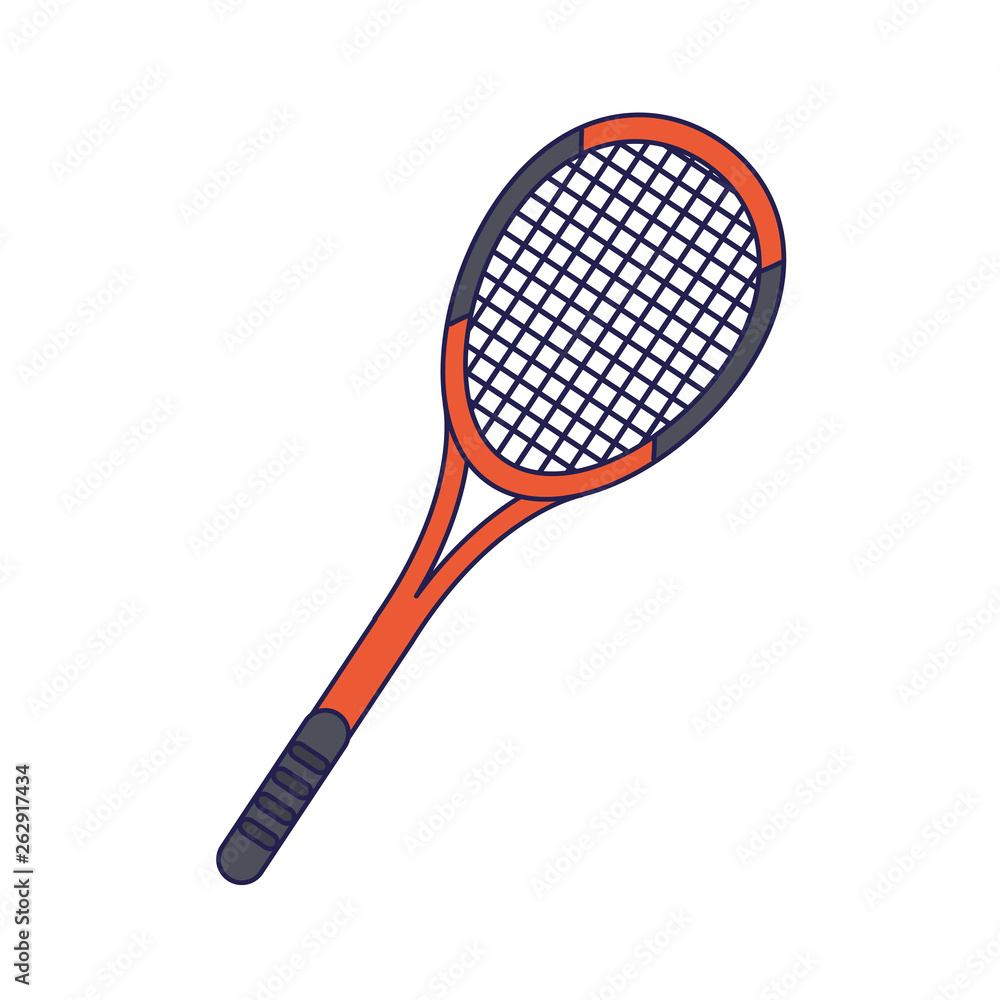Tennis racket sport cartoon isolated blue lines Stock Vector | Adobe Stock