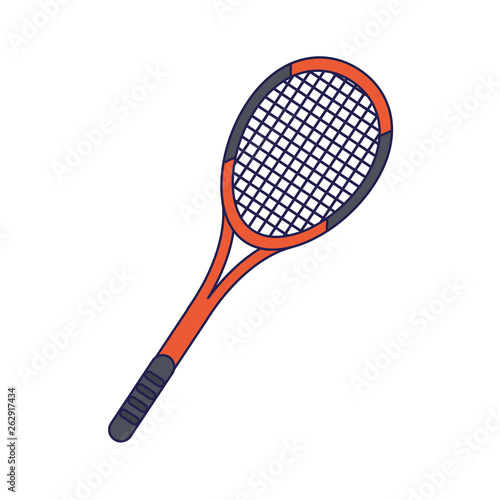 Tennis racket sport cartoon isolated blue lines