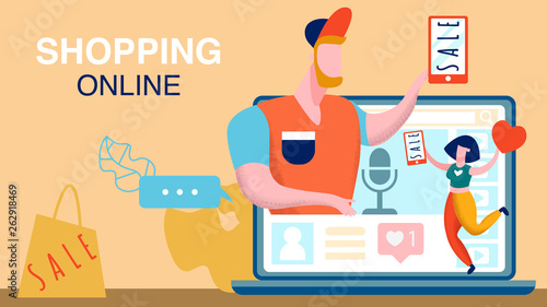 Online Shopping, E commerce Abstract Illustration