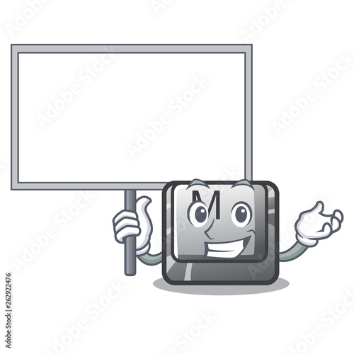 Bring board button M on a keyboard mascot