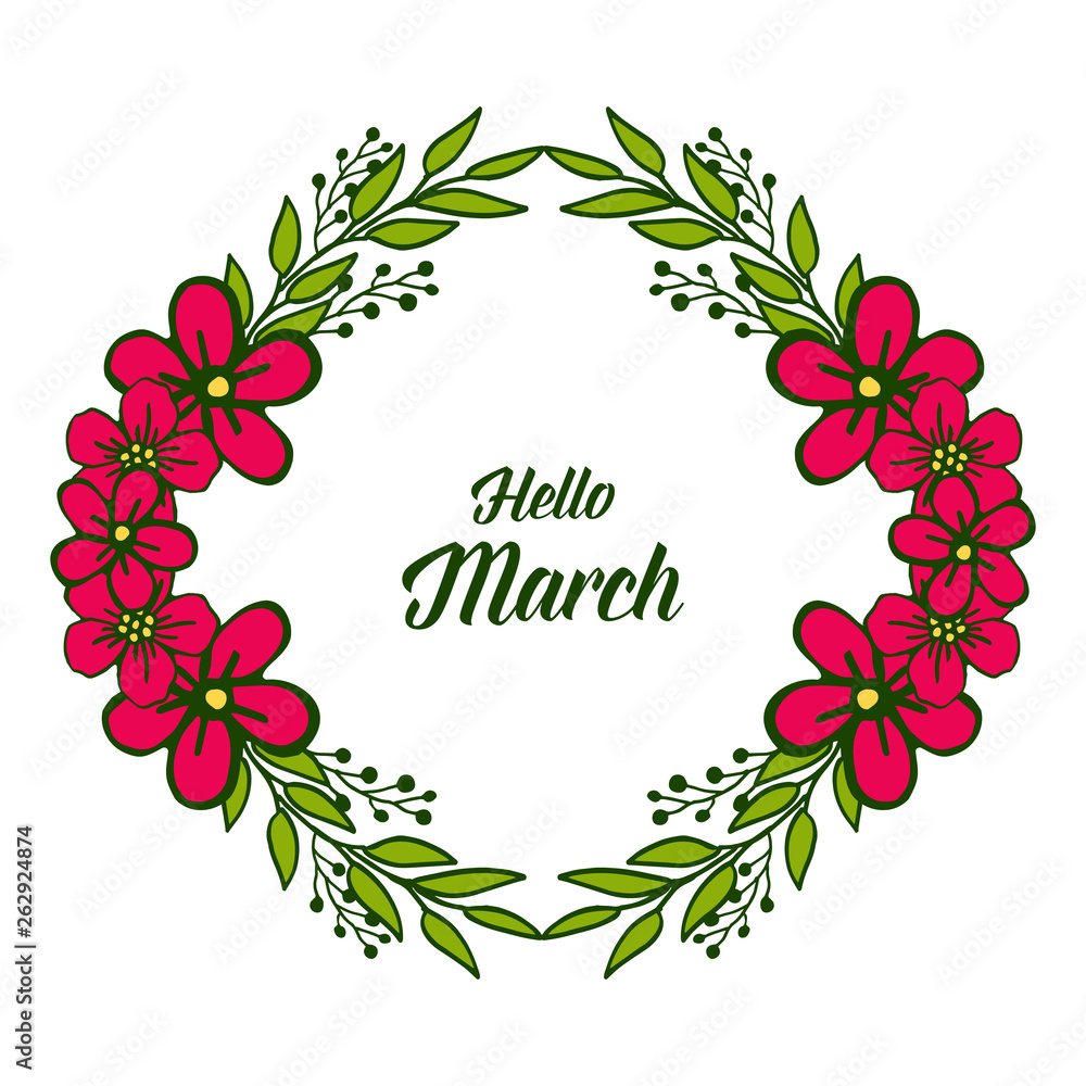 Vector illustration ornate of flower frame with invitation of happy march