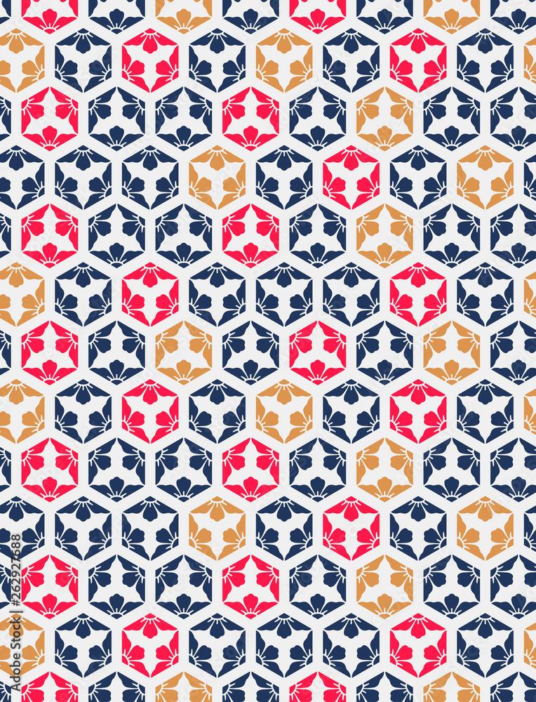 Japanese Hexagon Flower Seamless Pattern Japanese Hexagon Flower Seamless Pattern
