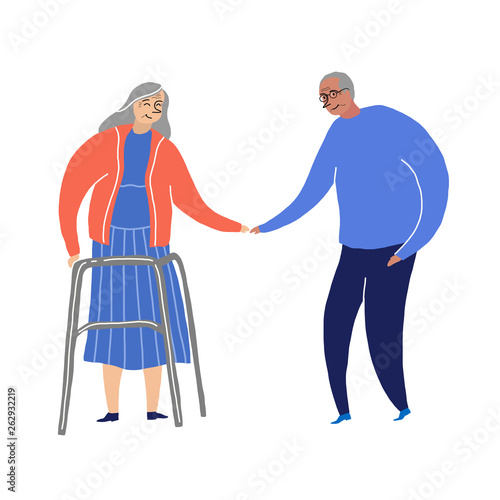 Elder humans. Aged people. Grandparent on a white background. Vector illustration