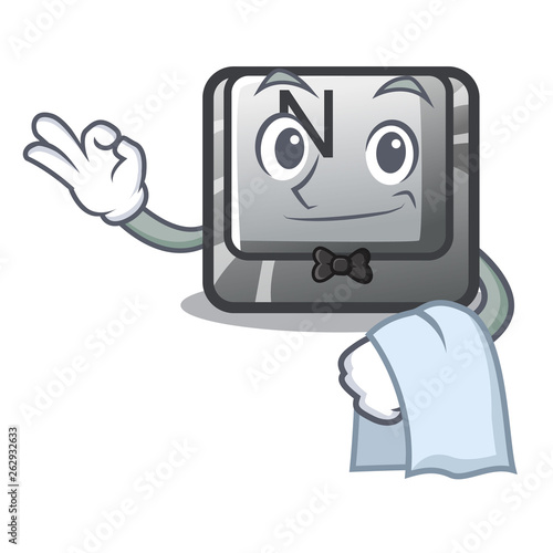Waiter N button attached to mascot keyboard