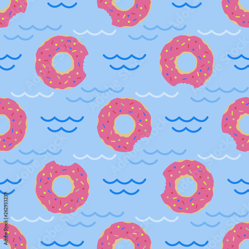 Vector seamless swimming pool float rings pattern.