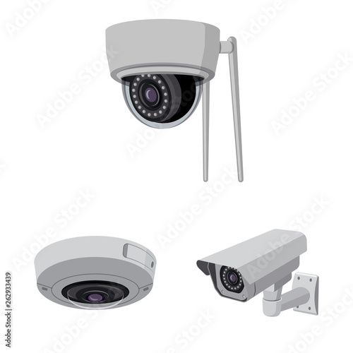 Isolated object of cctv and camera symbol. Collection of cctv and system stock symbol for web.