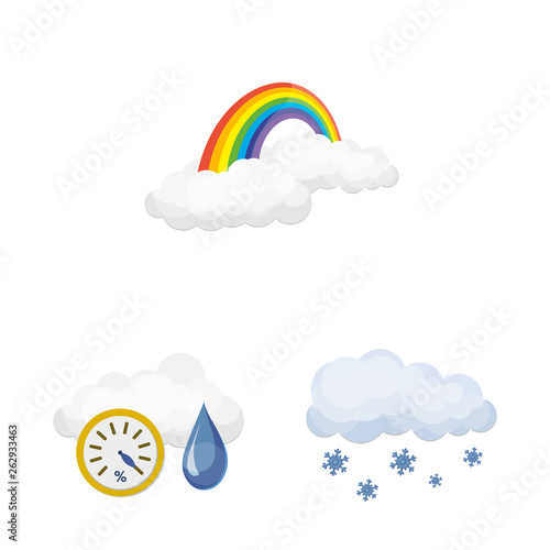 Vector design of weather and climate sign. Set of weather and cloud stock symbol for web.