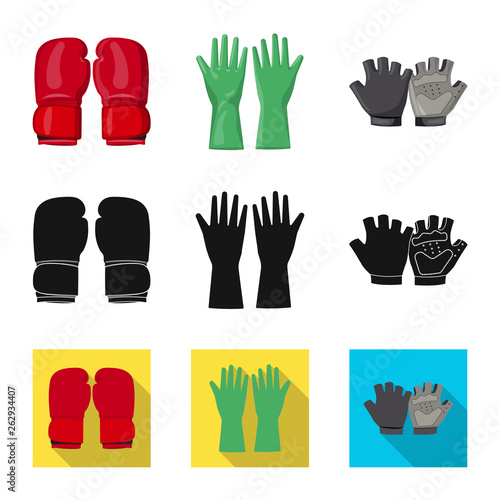 Vector design of glove and winter symbol. Collection of glove and equipment stock symbol for web.