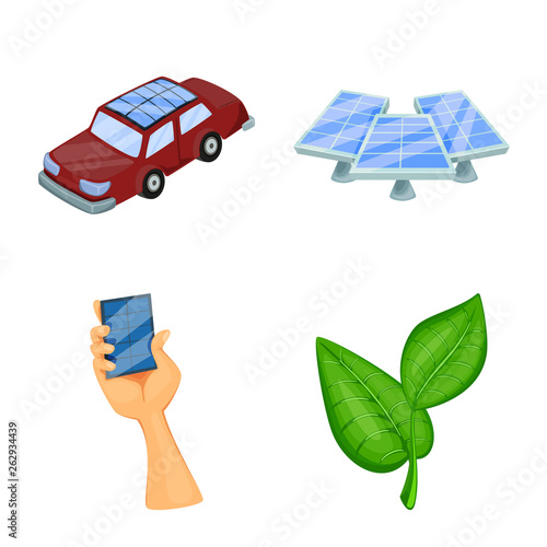 Isolated object of and organic logo. Set of and Solar vector icon for stock.