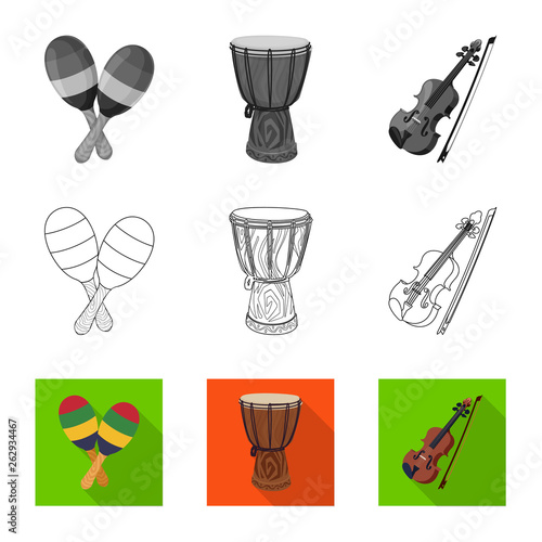 Isolated object of music and tune logo. Collection of music and tool stock symbol for web.