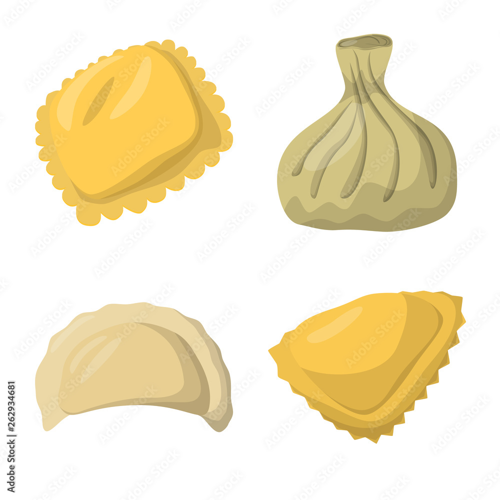 Vector illustration of dumplings and food sign. Set of dumplings and stuffed stock symbol for web. Vector illustration of dumplings and food sign. Set of dumplings and stuffed stock symbol for web.