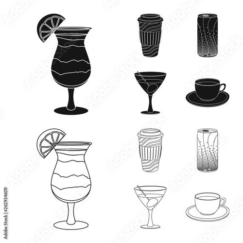 Isolated object of drink and bar symbol. Collection of drink and party stock symbol for web.