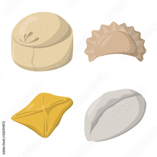 Vector illustration of dumplings and food  icon. Collection of dumplings and stuffed stock symbol for web.