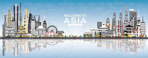 Welcome to Asia Skyline with Gray Buildings and Blue Sky.
