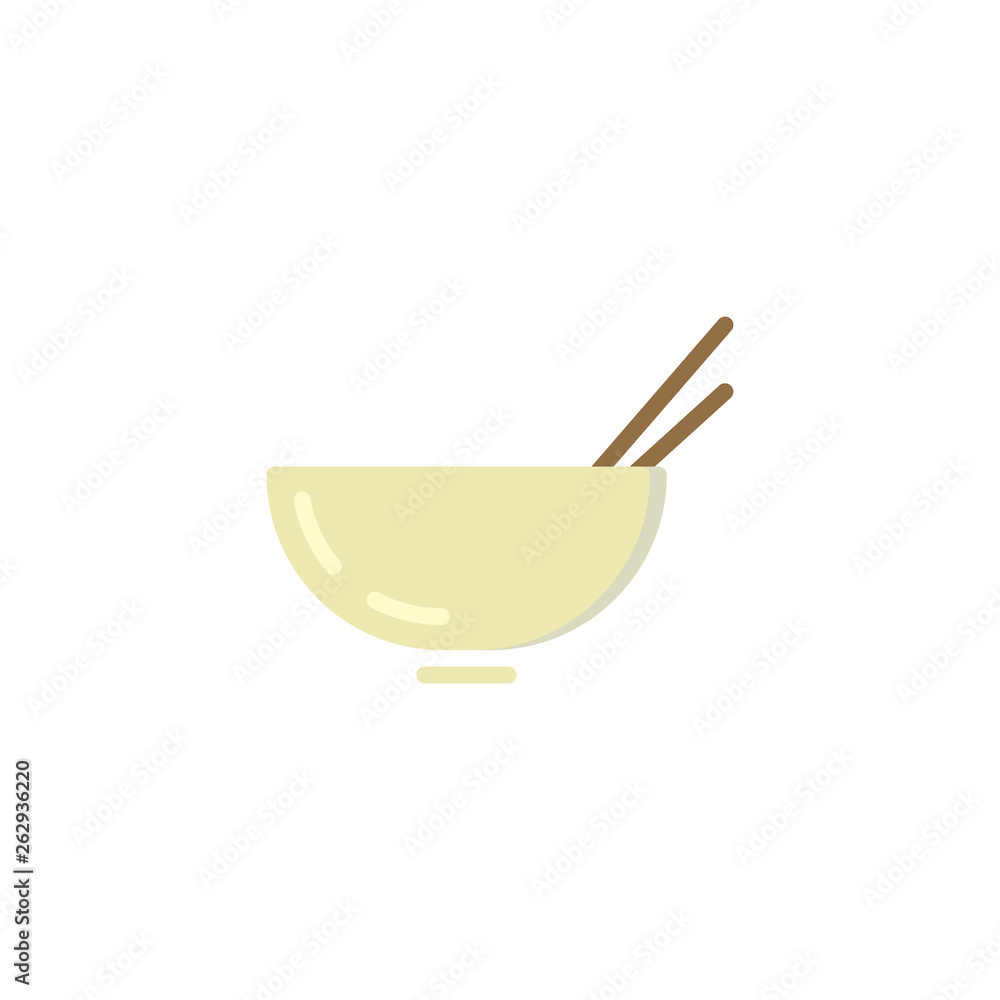 Asian soup bowl with chopsticks flat icon, Noodles bowl vector sign, colorful pictogram isolated on white. Symbol, logo illustration. Flat style design Asian soup bowl with chopsticks flat icon, Noodles bowl vector sign, colorful pictogram isolated on white. Symbol, logo illustration. Flat style design