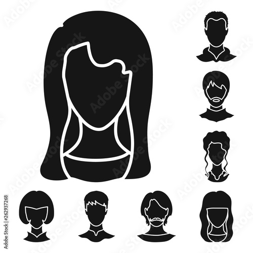 Vector illustration of character and profile symbol. Set of character and dummy vector icon for stock.