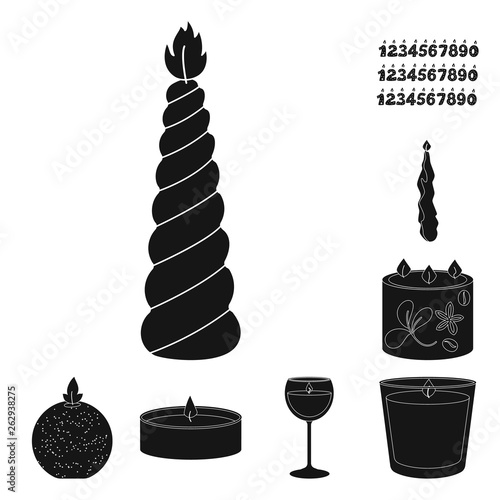 Vector illustration of candlelight and decoration   icon. Set of candlelight and wax vector icon for stock.